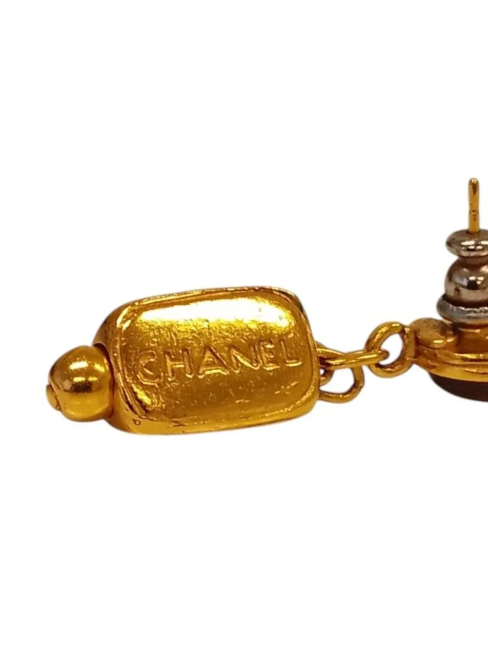 Chanel Vintage Gripoix Swing Earrings Gold Plated